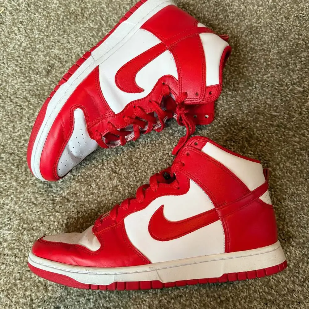 Nike Dunk High Championship University Red/White Men's Lightly Used Size 10 - Picture 2 of 3